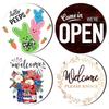Pine Wood Double-Sided Reversible Hanging Sign, Business Open Closed Sign, Holiday Decor with Rope Hanging No Drill for Office Home Use