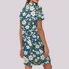 Women's Casual Fashion Lapel Floral Print Dress Short Sleeve V Neck Short Skirt