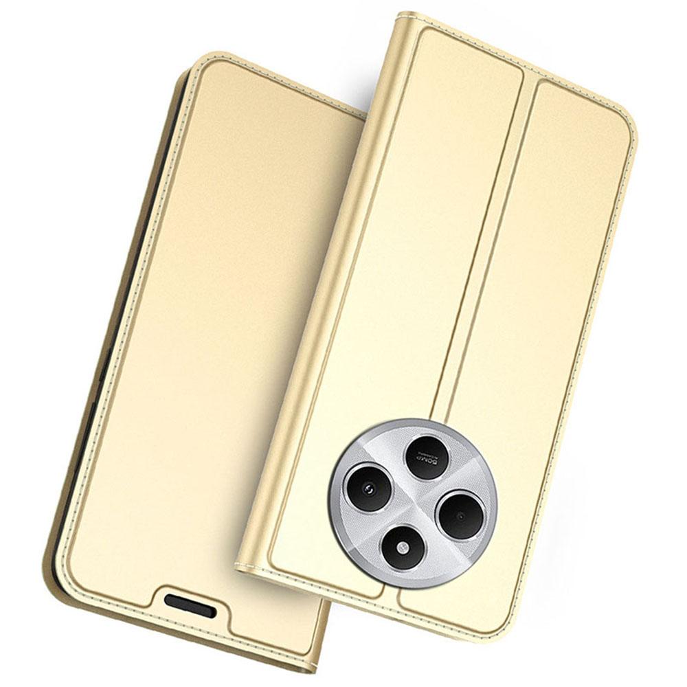 

For Xiaomi Poco C75 4G/Redmi 14R 5G/14C 4G Case PU Leather Phone Cover with Card Holder Stand Magnetic Closure Gold