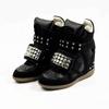Women's High Hidden Sneakers Height‑Increase Studded Magic Tape Thick Sole Retro Punk Casual Shoes