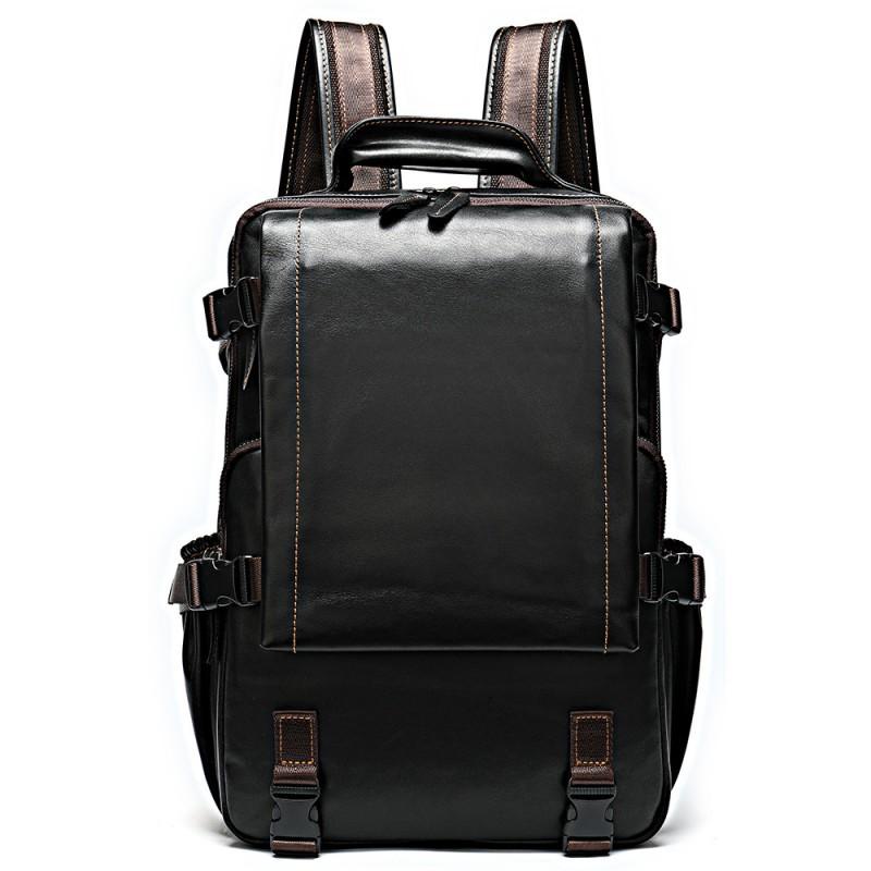 Leather Men s Sports Backpack Multifunctional Work Commuting Leisure Fashionable 27.5x8.5x39cm чёрный