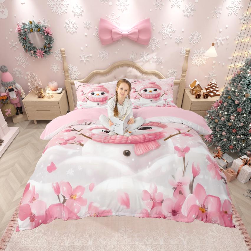 Homewish Chic Christmas Tree Duvet Cover SetKawaii Santa Claus Comforter Cover SetKids Xmas Gifts Bed Set For Boys Kids