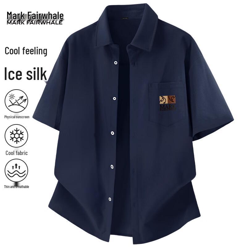

Mark Fairwhale Men s American Retro Ice Silk Short Sleeve Shirt XL