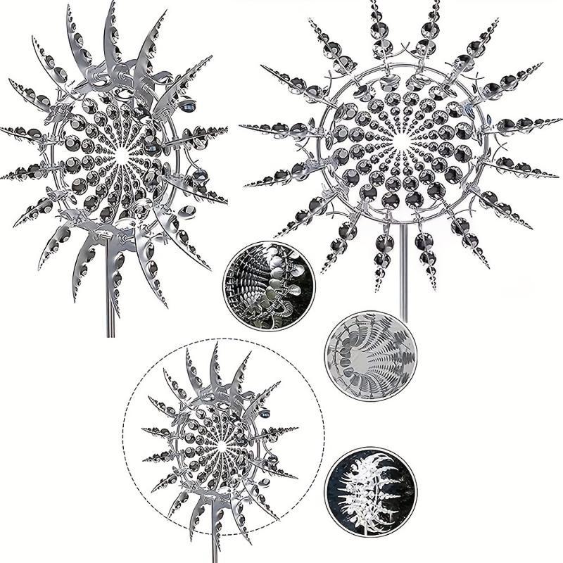 Outdoor Rotating Metal Windmill Sculpture Personalized Irregular Craft Decoration Wind Solar Spinners Yard Garden Decor