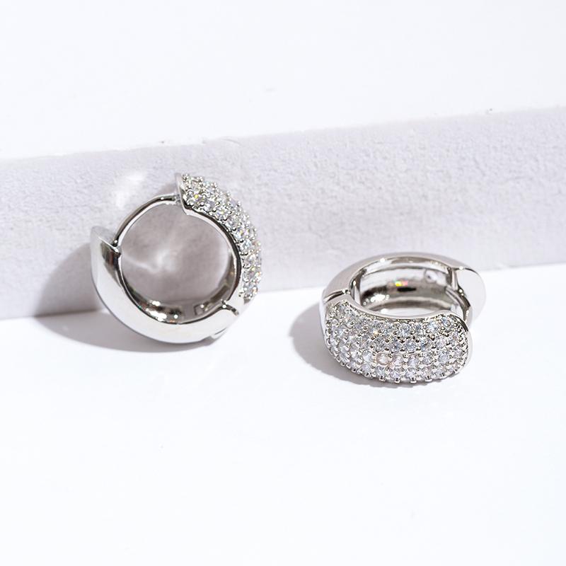 Luxuriöse mehrreihige funkelnde Silberfarbene Creolen mit Vollzirkonia für Damen Herren Mode Schmuck Neuankömmling