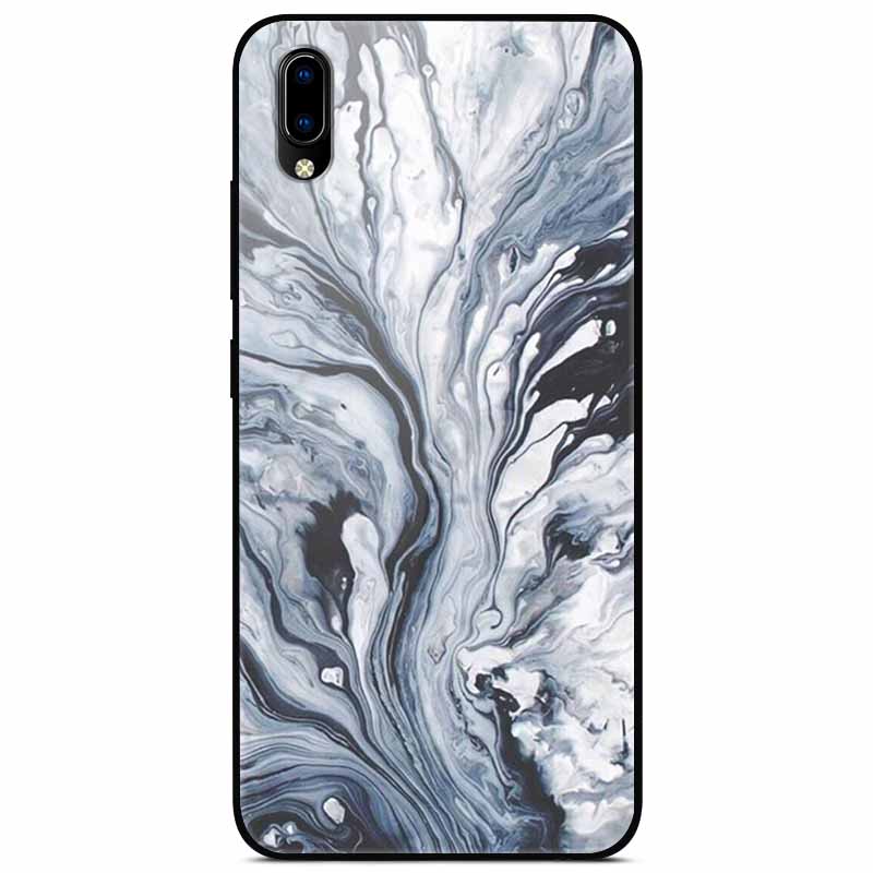 Case Tempered Glass Hard Clear Phone Case For Vivo Y91C Protector Shockproof Marble Fundas Coque