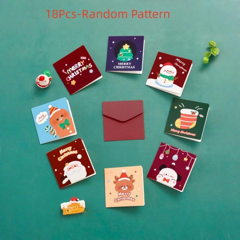 

18 шт./набор Миниатюрные Рождественские Конверты, Поздравительные Открытки Можно Использовать для Дней Рождений Вечеринок Рождественское Благословение Маленькая Открытка Сообщения