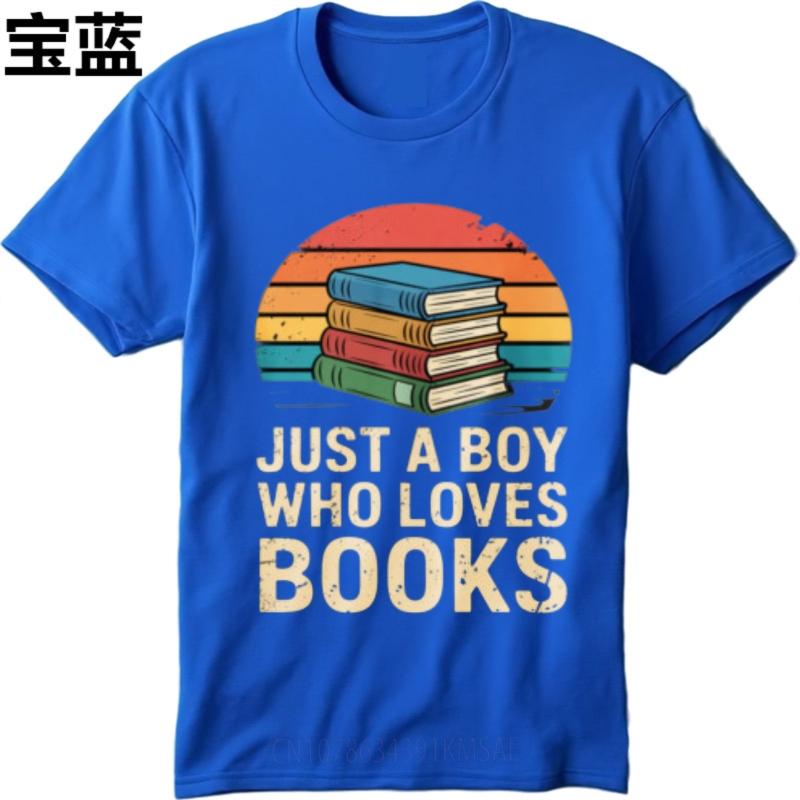 Solid Color Tshirt Travel Male Crew Neck Tshirt Big Size Just A Boy Who Loves Books Comfort For Him Tees Minimalist Tshirt