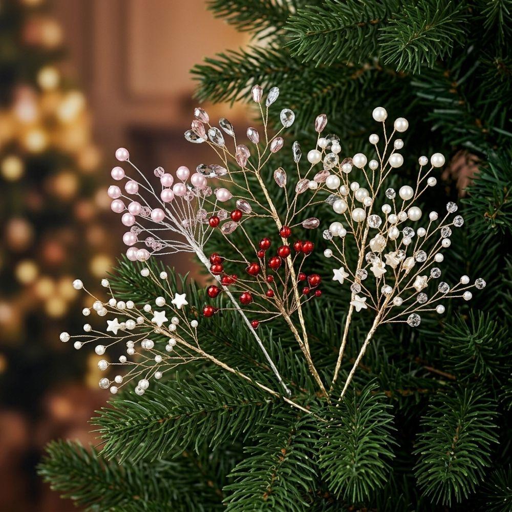 Glitzer Perle Kristall Weihnachten Pick Realistisch Perlenkette Ranke Kristallperle Weihnachtszweig Handgemacht Handgefertigt
