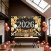 Large 2026 Happy New Year Fabric Poster Backdrop Sign for Party Supplies, Photo Booth, Home Living Room & Office Decorations