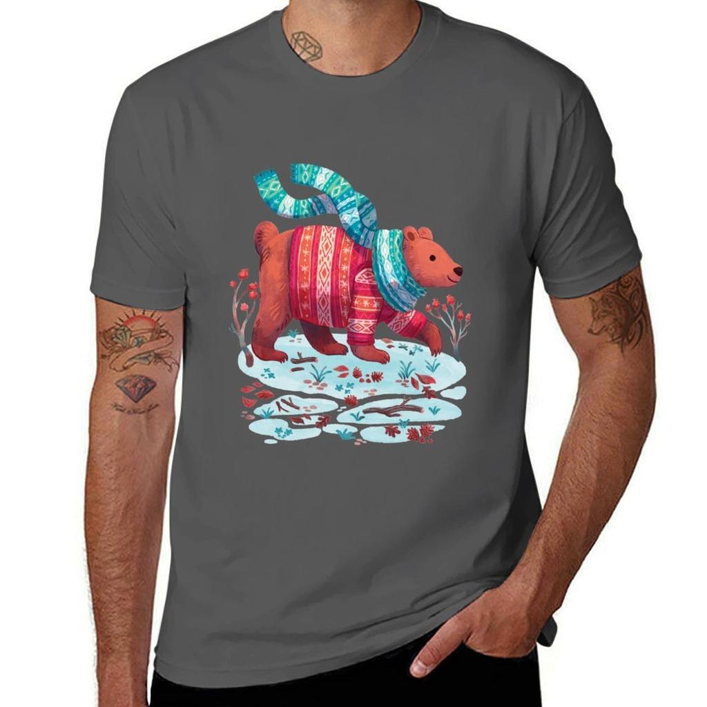 Bear Walking Through The Snow Tshirt Plus Size Workout Short Sleeve Top
