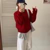 Lazy wind solid color double zipper lapel neck sweater jacket women's autumn new loose simple stand-up neck knitted cardigan thick