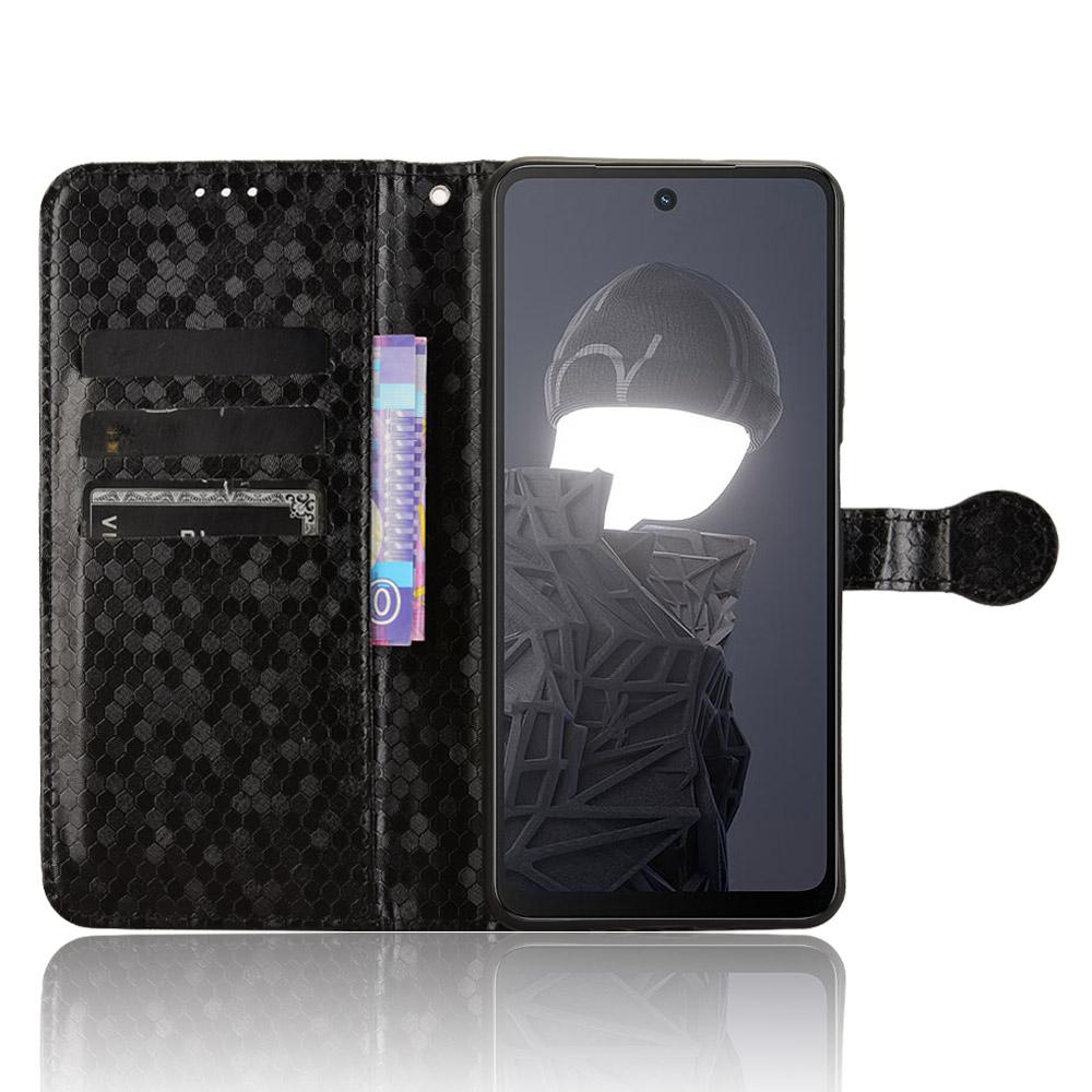 

For HMD Fusion 5G Wallet Case Dot Pattern Imprint PU Leather Phone Cover Black