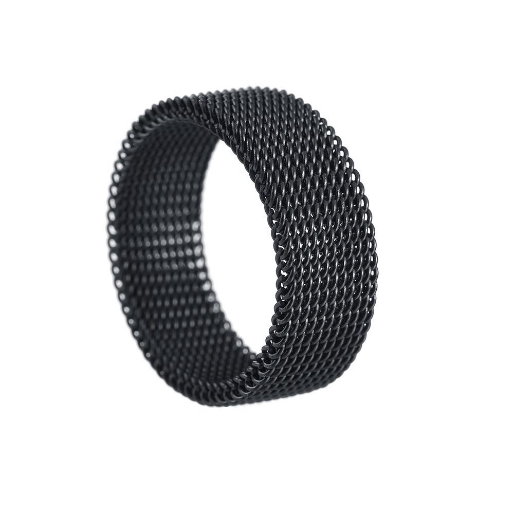 New Mens Modern Stainless Steel Mesh Band Ring 8mm Wide For Men Women Retro Jewelry Gift