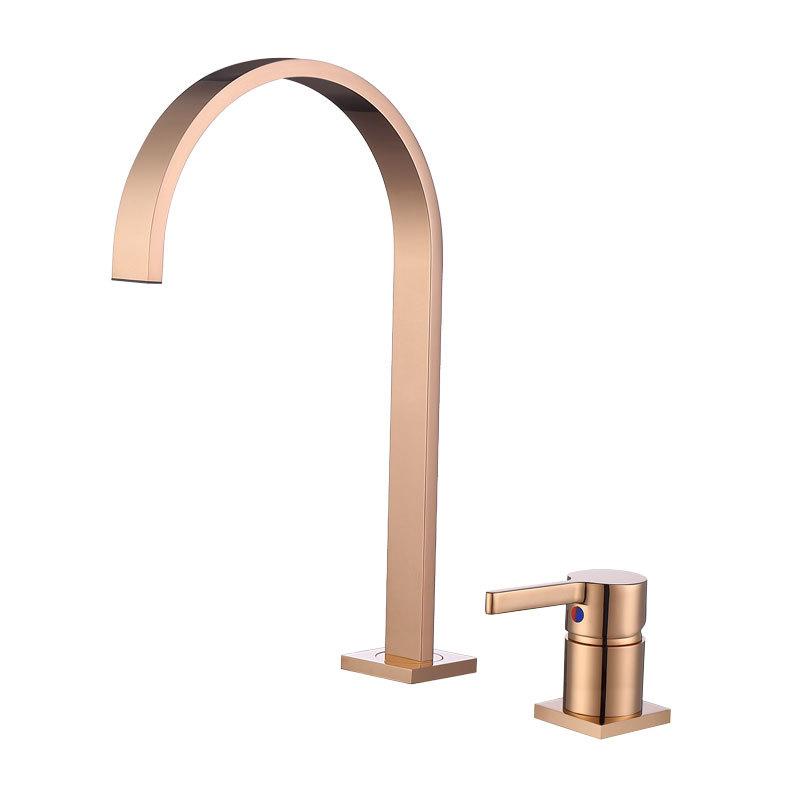 Widespred Basin Faucet Bathroom Hot and Cold Gold Chrome Brass Decked Sink Mixer Brass Single Lever Square Sink Mixer