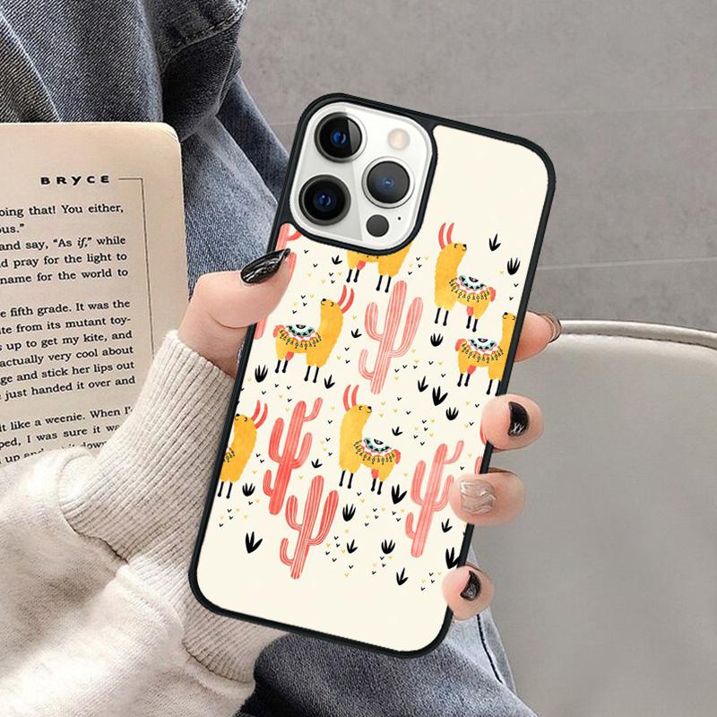 Kawaii Cute Llama Alpaca Phone Case for iPhone 17 Air 16 16e 15 Plus for Apple 13 11 12 14 Pro Max Cover coque Shell