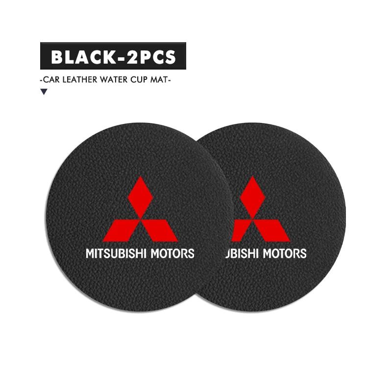 

2Pcs Car Water Cup Coaster Non-slip Slot Mat Interior Decor for Mitsubishi Outlander Lancer Pajero