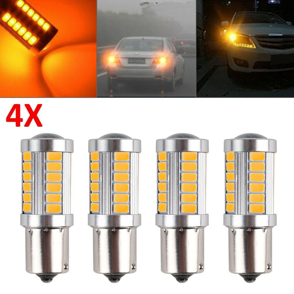 4PCS 33LED 581 BAU15S PY21W Car LED Bulbs Turn Signal Light 12V Yellow Brake Reverse Parking Lamps Indicator Led Bulbs 7