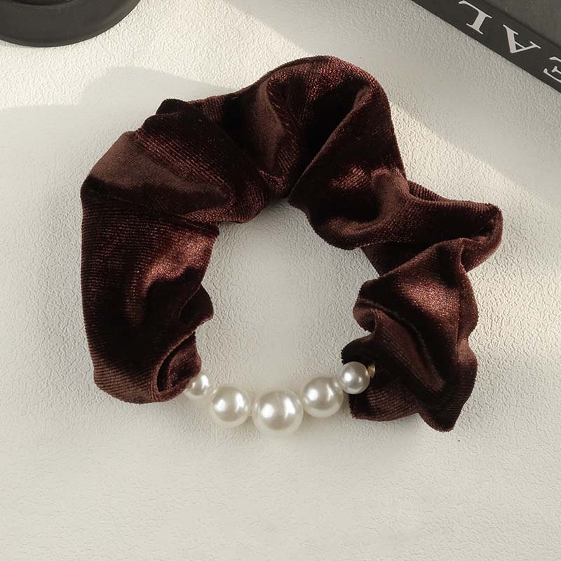 

Элегантная повязка для волос из кораллового флиса с жемчугом для женщин и девочек, резинка для волос, милое украшение для волос, резинка для волос, модные аксессуары для волос