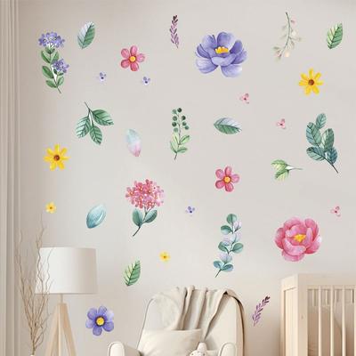 New Boho Flowers Wall Stickers DIY Removable Wall Art Eco-friendly Watercolor Decorative Decals Home Decoration
