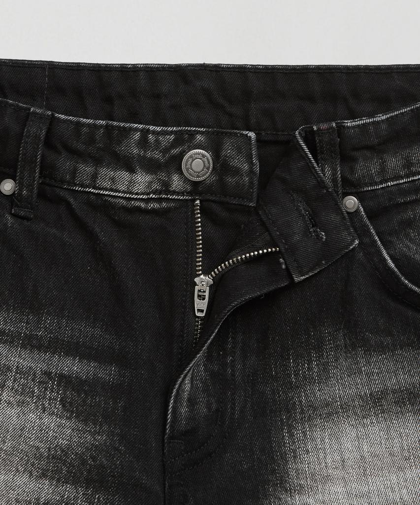 LMOOD WOMEN Raw Denim Shorts Washed Black