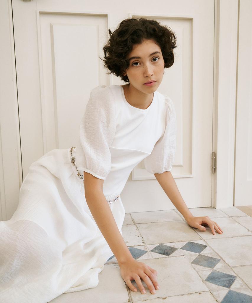 Auro Sheer Jersey Long Dress [ Off White ]