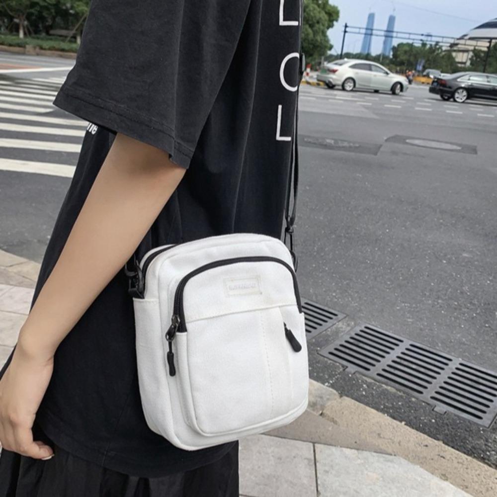 Nylon Canvas Crossbody Bag Square Sports Phone Bag Simple Men's Shoulder Bag  Business