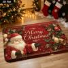 Marry Christmas Dachshund Welcome Doormat, Dachshund In Santa Hat Christmas Decor Floor Mat, Doorways Living Rooms Winter