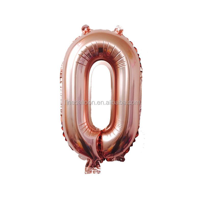 Wedding Party Decoration Supplies Big Size 16 Inch Rose Gold Digital Balloon 0-9 Number Balloons