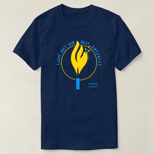 

Light Will Win Over Darkness Novel Ukrainian Patriotic T Shirt Short Sleeve 100 Cotton Casual Tshirts Loose Top Size S3XL 4XL