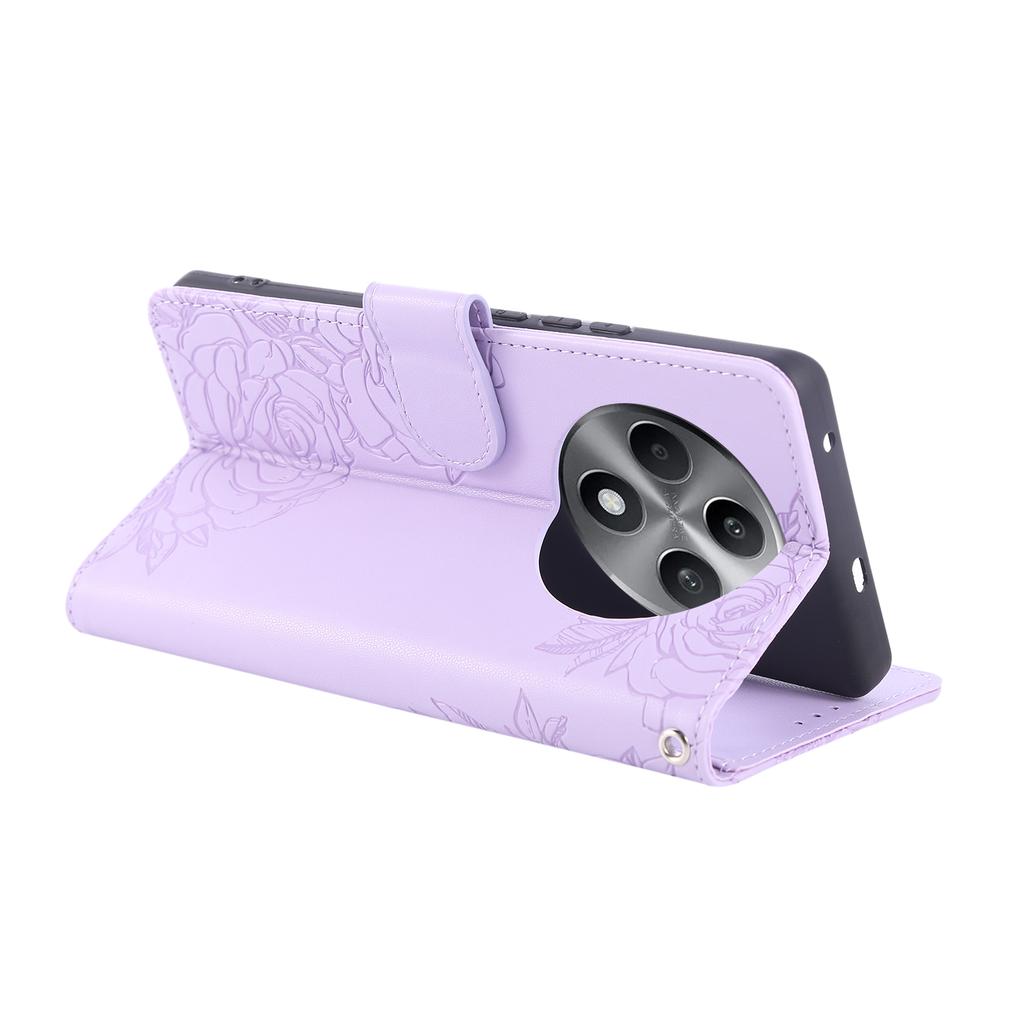 For Oppo Reno12 F 5G/4G Case Rose Flower PU Leather Wallet Phone Cover with 3 Card Slots