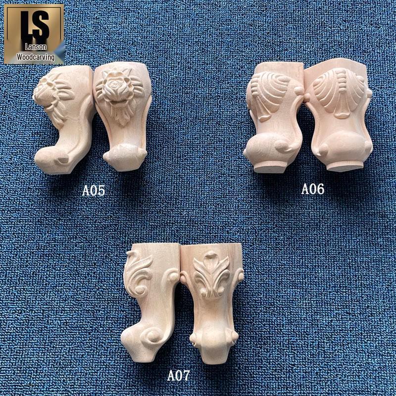 Nordic American Style Solid Wood Cabinet & Sofa Legs - Round Ball & Cylindrical Design