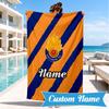 Custom Name Beach Towel Saiyans Football Crest Microfiber Beach Towel, Lightweight for Summer Travel, Swimming Pool Fan Birthday Gift