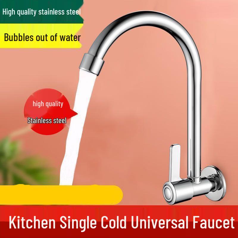 Wall-Mounted Stainless Steel Kitchen Faucet