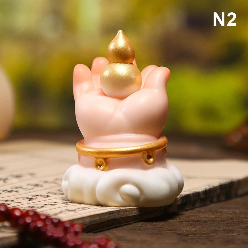 Buddha Hand Figurine Set,Cute Ceramic Hand Statue with Gourd/Bell,Zen Home Decor Ornament for Car,Desk,Altar