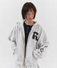 Parakeet Cutoff Applique Zip-Up Hoodie (Melange Gray)
