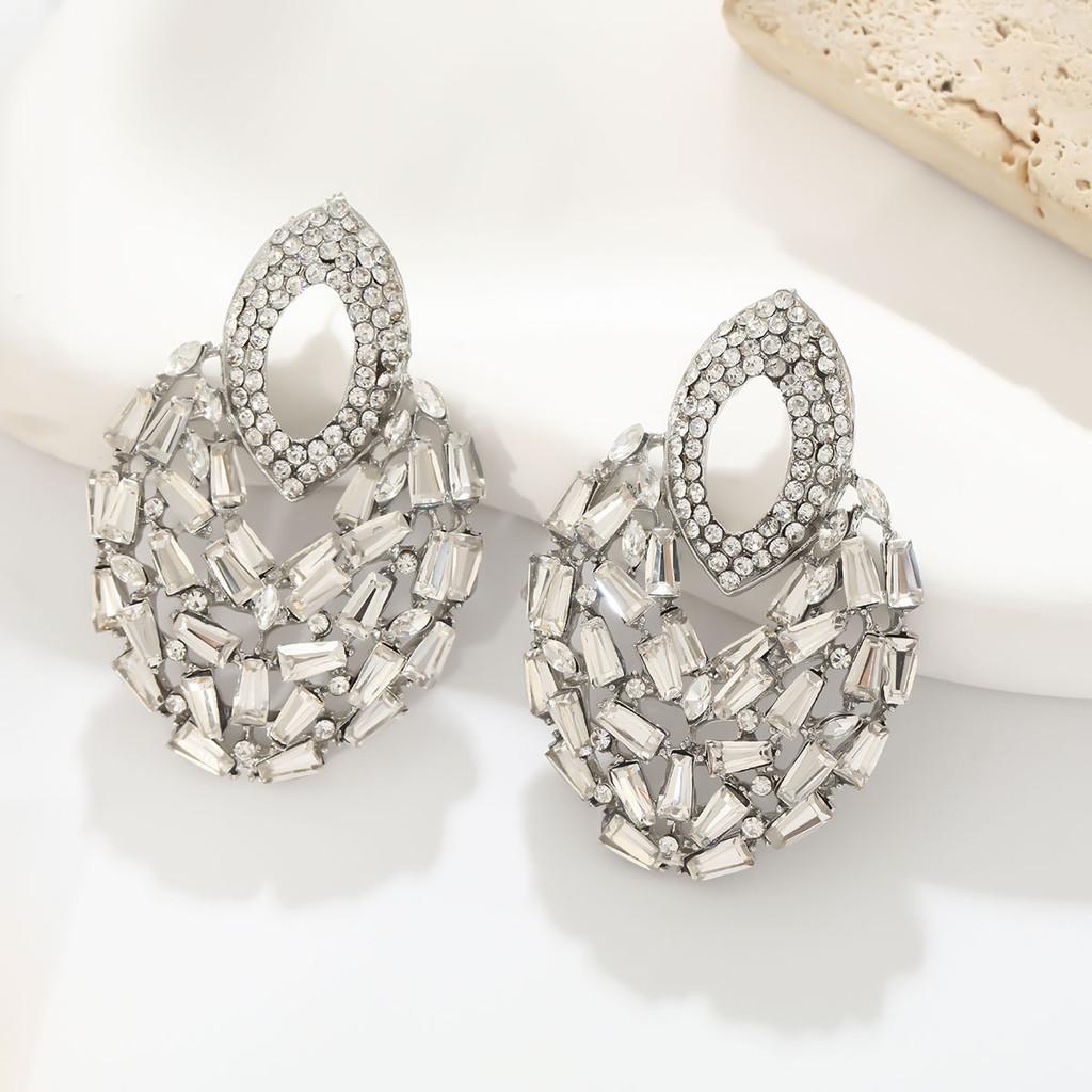 Geometric Alloy Dangle Earrings With Gold Ear Pins For Fashion Women