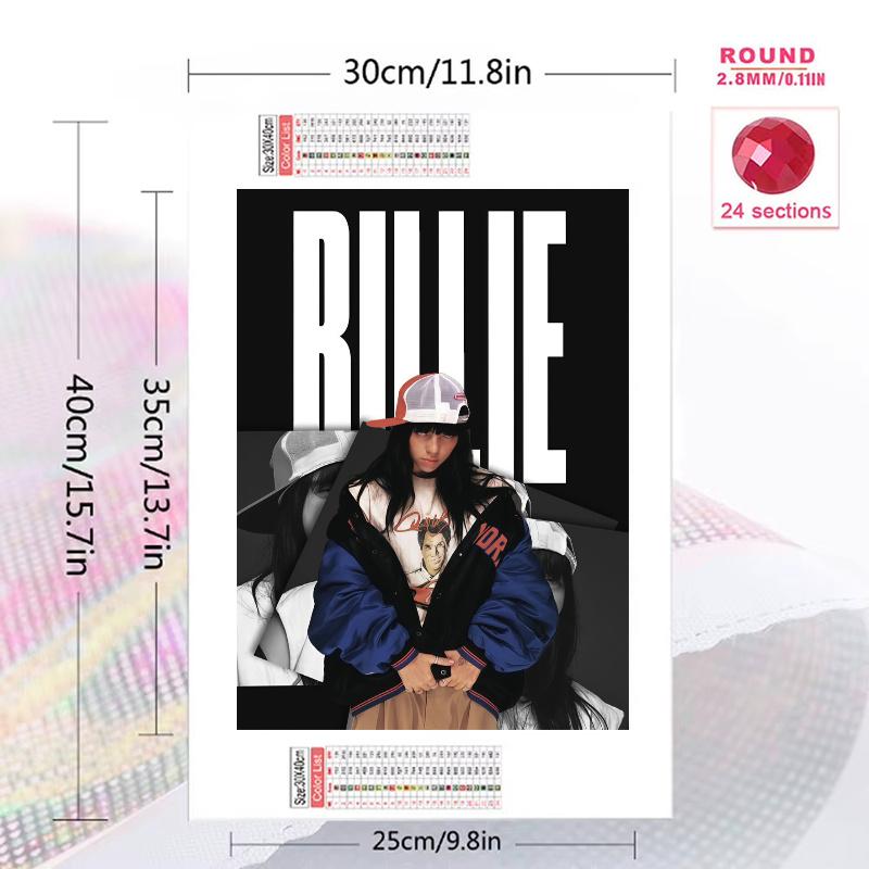 Billie Eilish 100% Round Full Drill 5D DIY Diamond Painting Embroidery Cross Stitch Rhinestone Décor