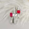 Newest Female Rings  Sterling Silver Red Cubic Zirconia Finger Rings for Women Luxury Wedding Party Trendy  Gift