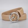 Womens Genuine Leather Belt With Round Pin Buckle Sweet Style 2-4cm Wide Alloy 90-120cm Length