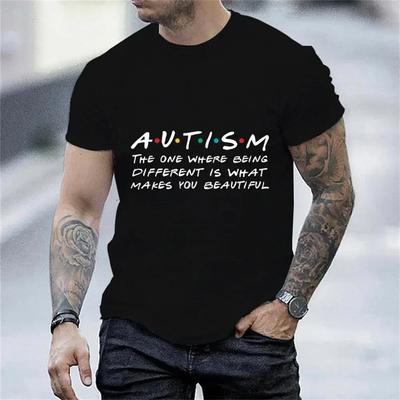 Autism Printed Men T Shirt Oversized Tops New Harajuku Short Sleeve Tee Casual Tshirts Loose Streetwear Aesthetic Men's Clothing