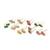 14K Gold-Plated Silver Studs with Rectangular Zircon and Colorful Hanging Ear Pins for DIY Accessories
