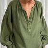 French lantern sleeves loose casual pure cotton crepe shirt 1116 European and American autumn fashion new top women