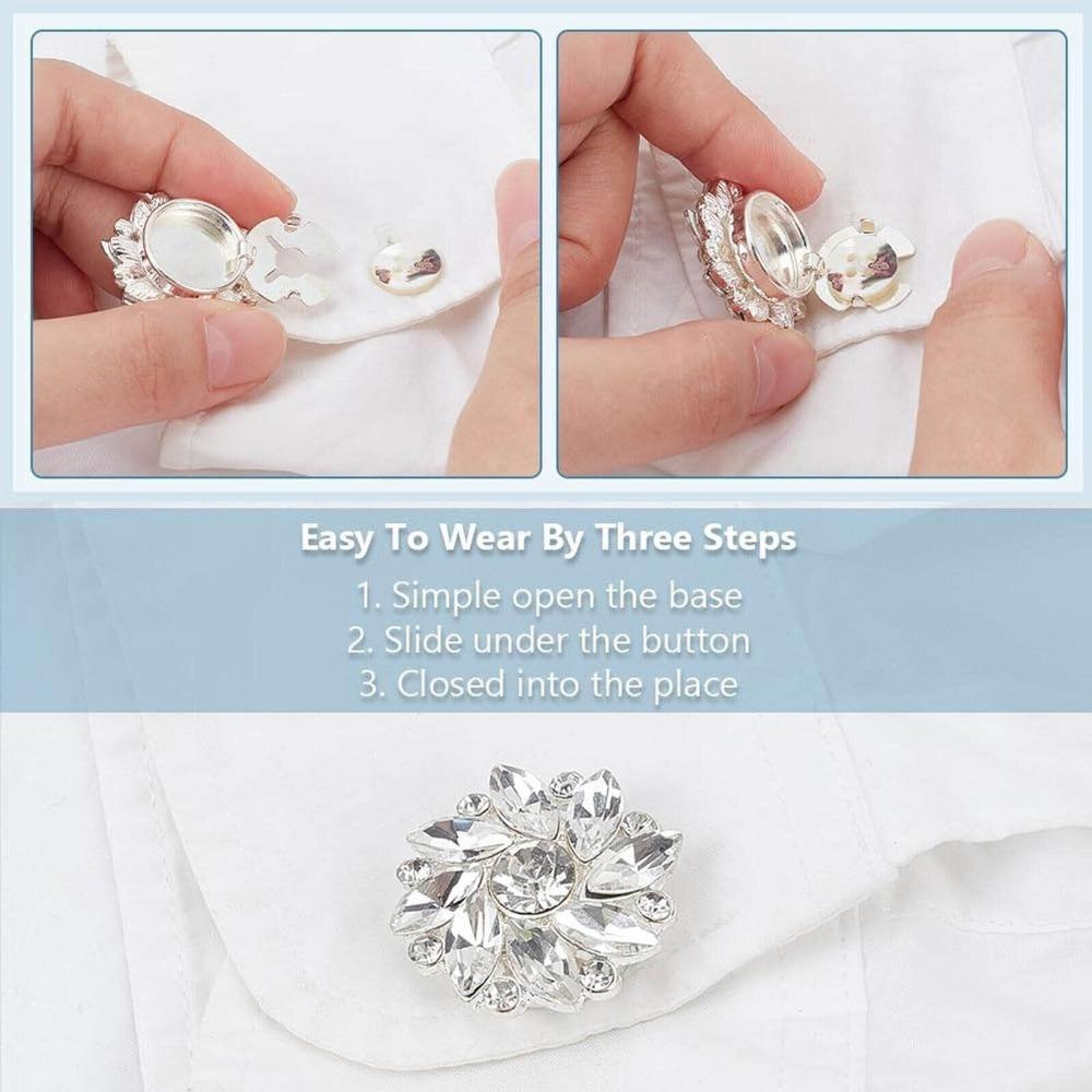 Alloy Button Covers Set Rhinestone Flower Cufflinksble Cufflinks Button Cover  for Men Women