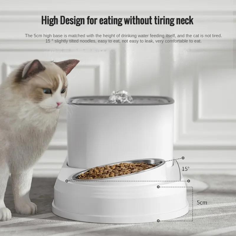 Automatic Cat Feeder and Drinker Combo Cat Water & Food Bowl Cat Water Fountain Recirculate Filtring Water Dispenser Pet Supplie