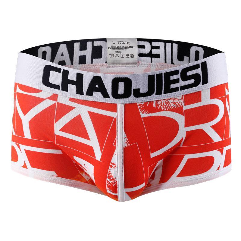 Men's Cotton Low-Rise Boxer Briefs - Sexy Summer Youth Trend with Letter Print