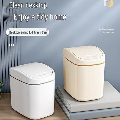 Compact Desktop Trash Bin with Lid for Bedroom and Office