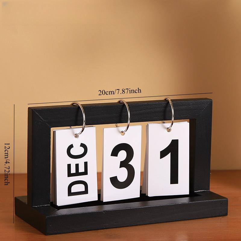 1PC Wooden Flip Calendar Desk Calendar Home Decoration Living Room Porch Office Desktop Wine Cabinet Decoration