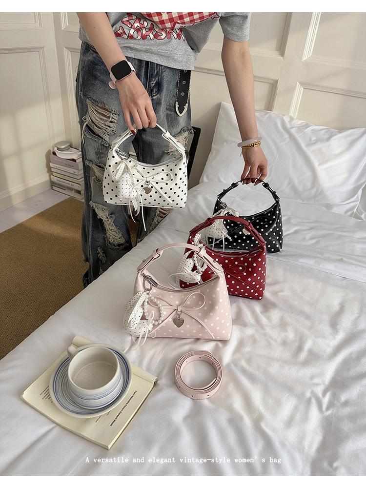 Women's Summer 2026 Sweet Lace Polka Dot Pleated Cloud Crossbody Bag
