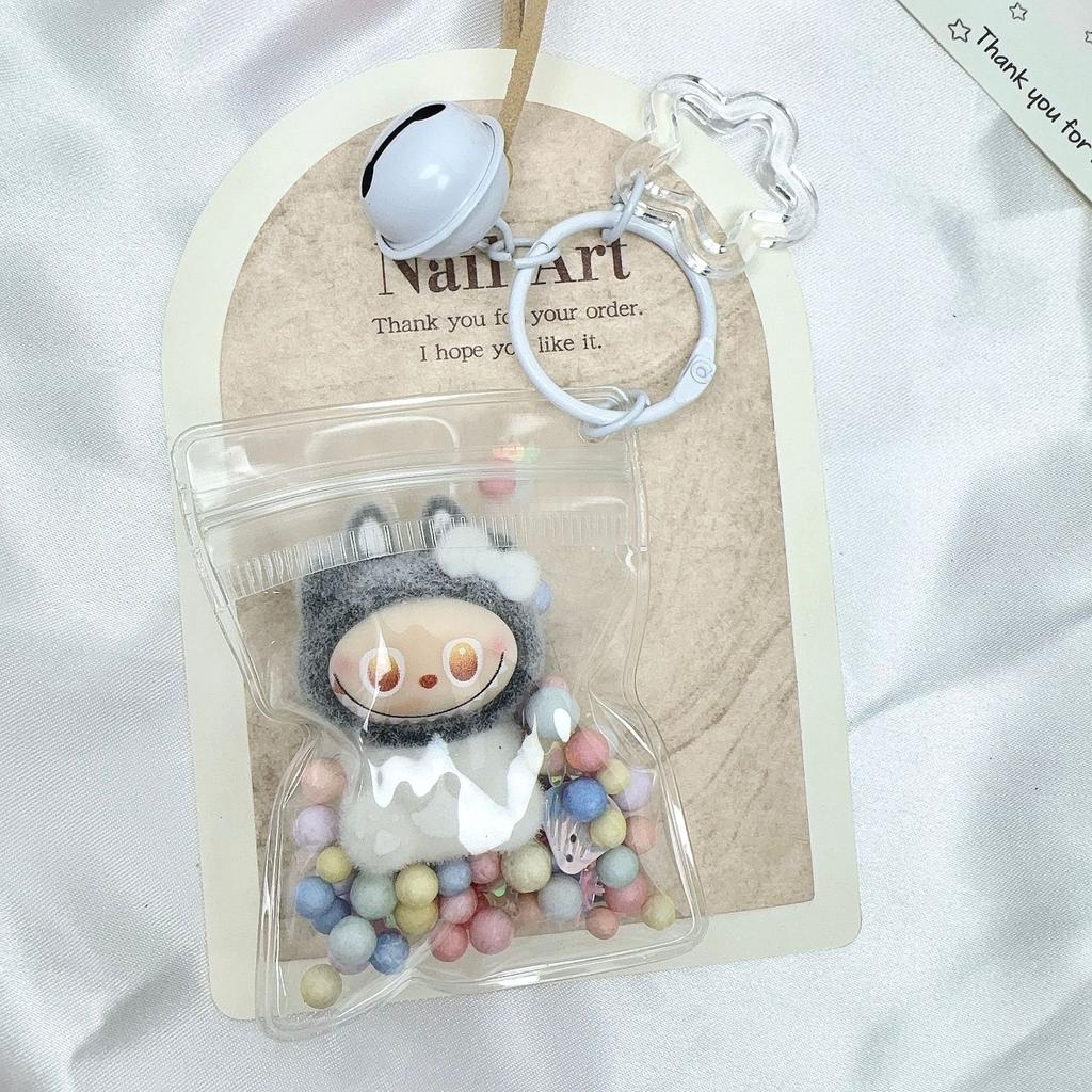 Transparent Dust Bag Bow Labubu Baby Bag Pendant Keychain Baby Walking Bag Decoration Cute Trendy Play